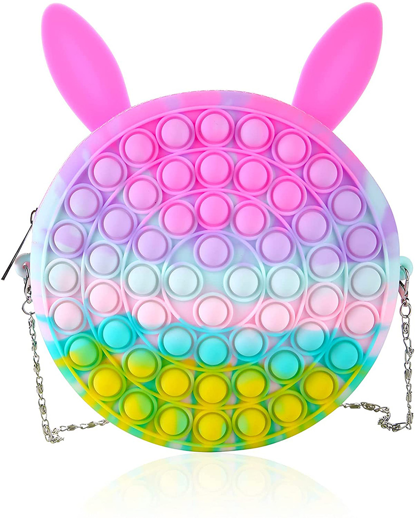 New Arrival New Silicone Stress Reliever Handbag Pop Push Bubble Sensory It Fidget Toy Totes Shoulder Sling Bag For Kids