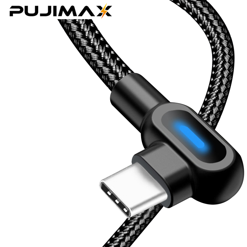 Usb-кабель PUJIMAX Type C 90 градусов для быстрой зарядки USB c кабель Type-c для передачи данных для Samsung