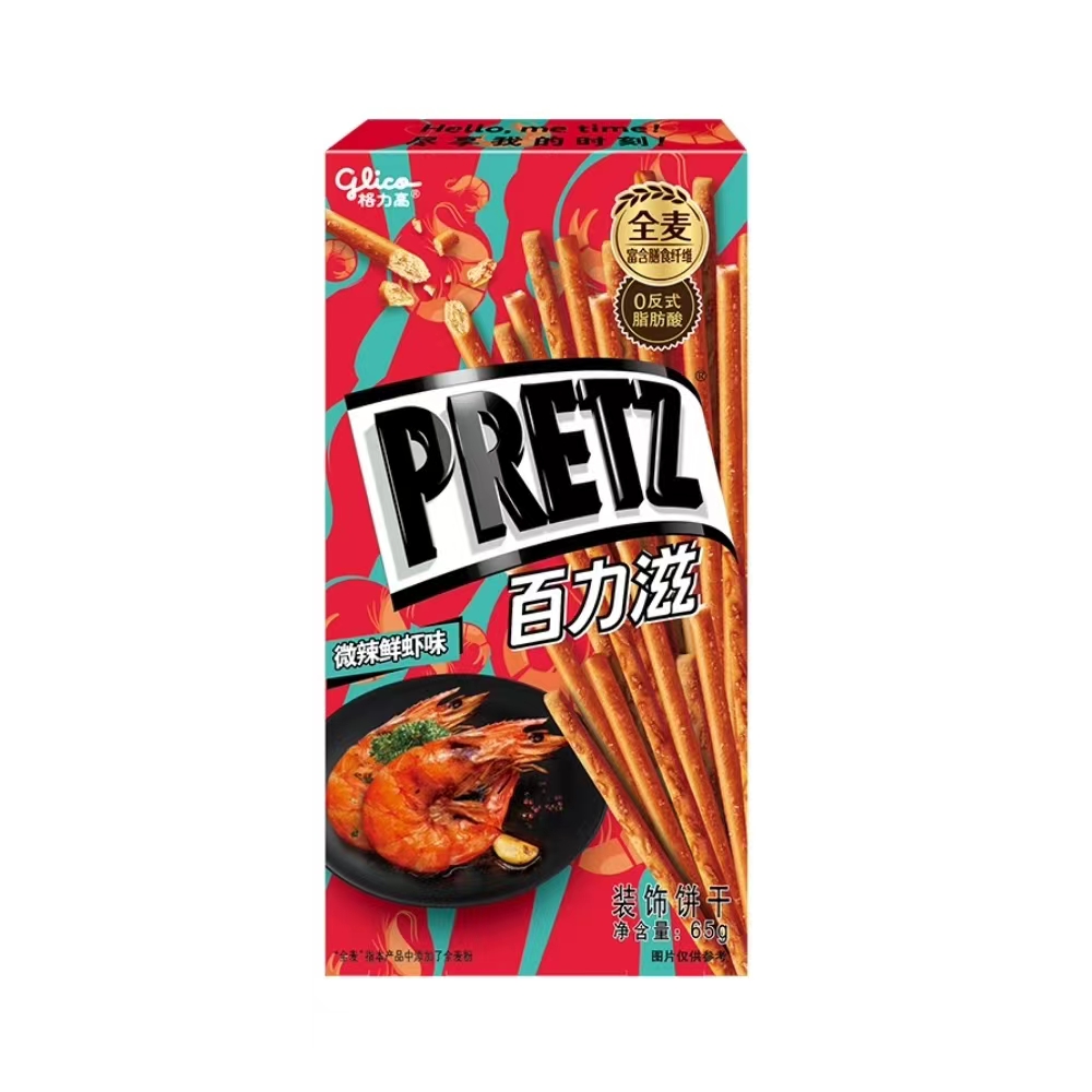 Лидер продаж в Китае, Печенье серии Glico Yunduo Pocky, печенье с мягким пряным креветочным вкусом, 60g1*12 коробок