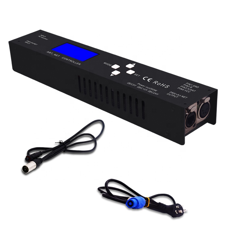 Встроенный светодиодный контроллер DC24V DMX с блоком питания 200 Вт, контроллер SPI Artnet DMX, автономное управление с SD-картой для светодиод 360 градусов
