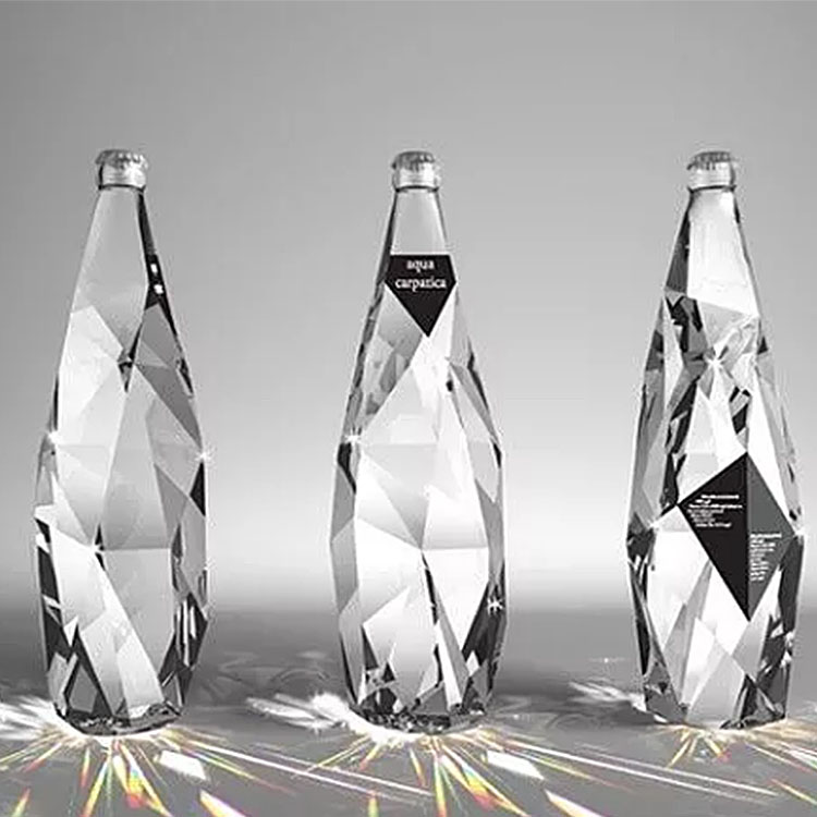 Custom Unique design 350ml 500ml 750ml luxurious diamond shape alcohol vodka gin tequila wine liquor spirits water glass bottles