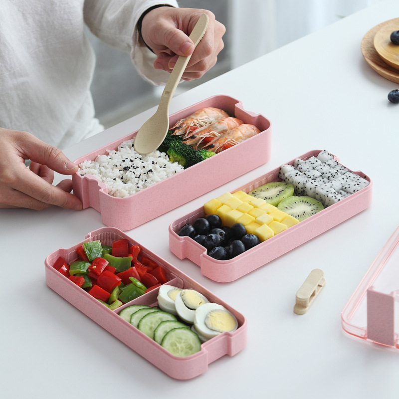 Высокое качество 800 мл пшеничная соломенная коробка для ланча Bento герметичная многослойная коробка для ланча для девочек