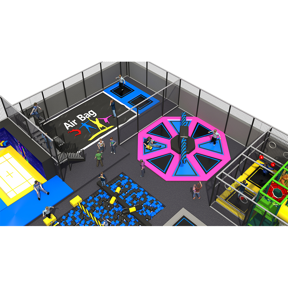 Gymnastic new design square trampoline for adults jumping trampoline park with dodgeball for sale