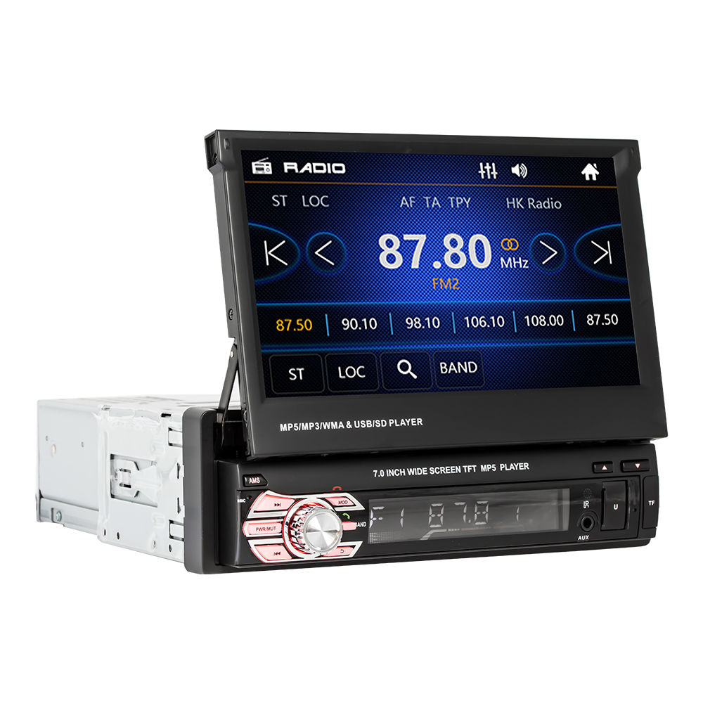 1din Car Audio 7inch Full Touch Screen FM Automatic Telescopic Handsfree Rear View Camera 1080p Video Car MP5 Autoradio