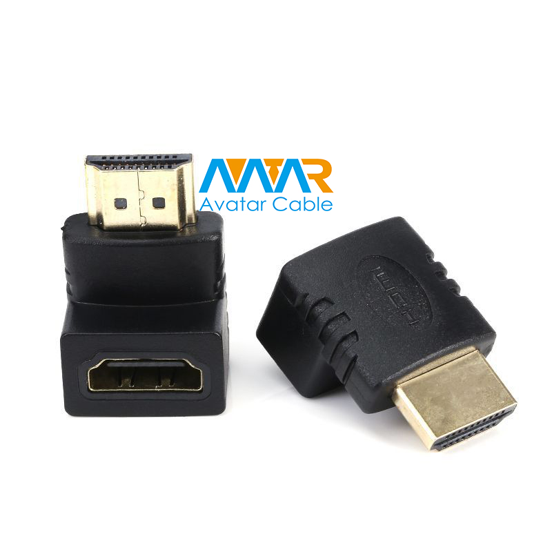 Переходник HDMI «штырь-гнездо», позолоченный, 90 градусов, HDTV 1080P