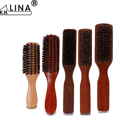Custom Medium Firm Bristles For Thick Coarse Hair with Club Handle Beard Brush Hair Brush for Smoothing Wave Styles