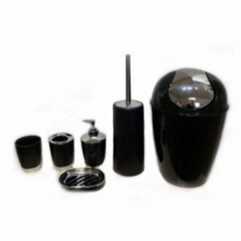 good quality 6 pieces plastic bathroom accessory set hotel /household/ toilet items