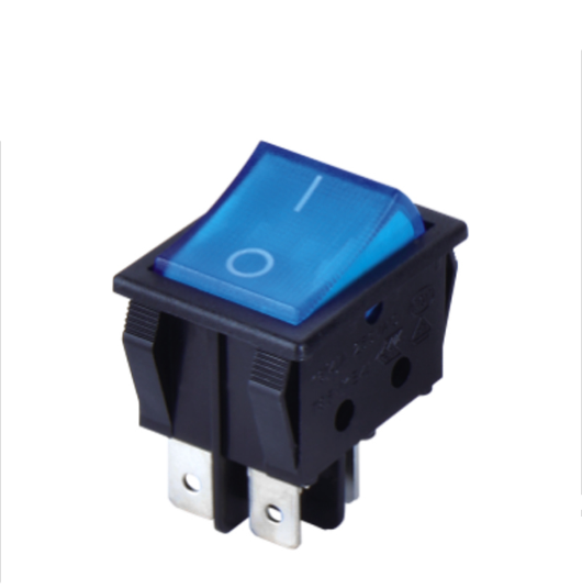 HongJu Light Country Rocker Switch серия R5 R595KBFT2FA Синяя подсветка клавишная кнопка черный корпус 6,3 мм быстрое подключение tab
