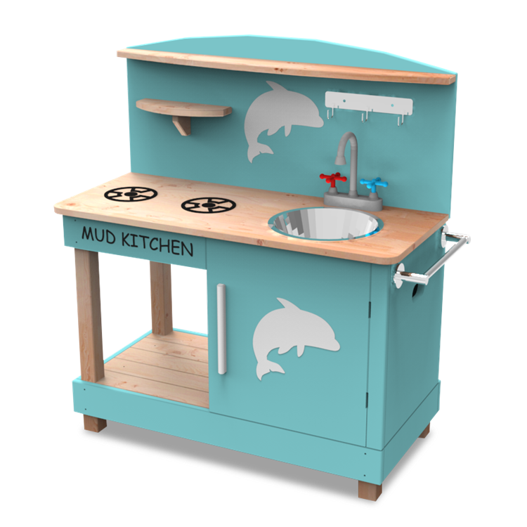 New Design Outdoor Garden Play Long Standard Wood Mud Kitchen For Kids