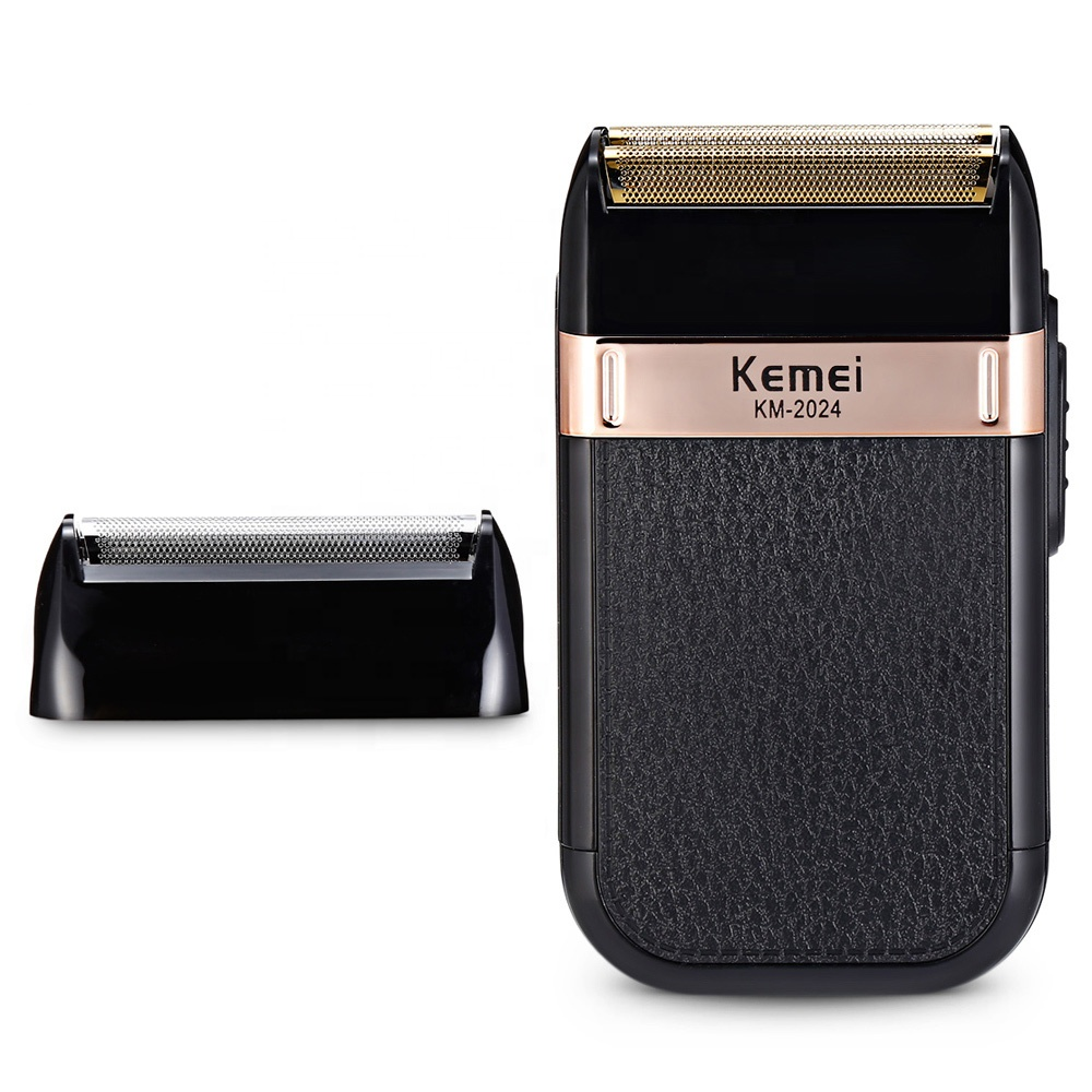 Kemei KM-2024 лучший триммер для бороды перезаряжаемый USB-кабель возвратно-поступательная бритва с двумя лезвиями бритва триммер для бороды бритвенный станок