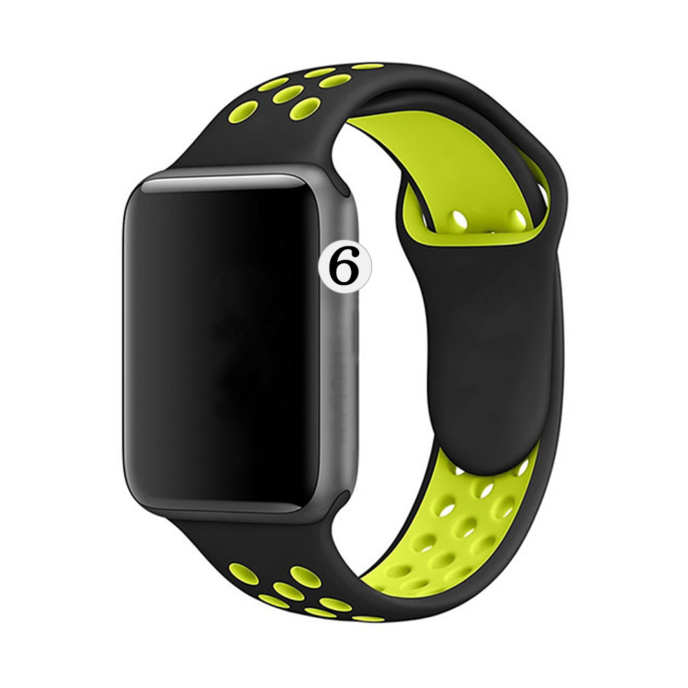 Двойной спортивный силиконовый дышащий ремешок для часов Apple Watch Series SE 6 5 4 3 2 1