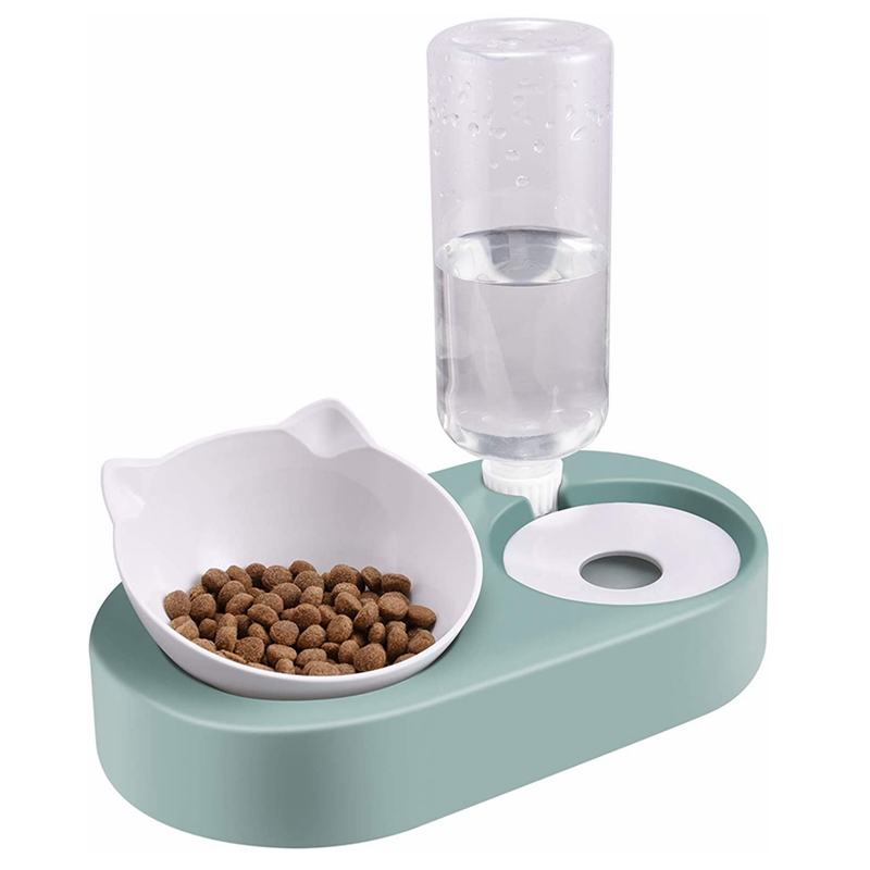 Automatic Water Food Pet Bowls Gravity Water Bowl Cat Dog 15 Tilted Elevated Pet Bowl Raised Pet Feeder Bowl for Cats Small Dogs