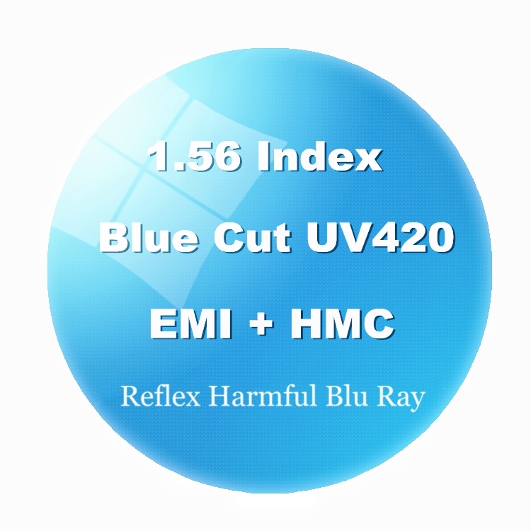 Линзы для очков uv420 с синей огранкой, средний индекс hmc 1,56, cr39