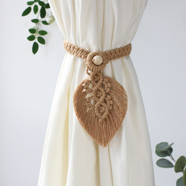 Cotton Weave Home Decor Custom Leaf Design Colorful Macrame Curtain Accessories Tieback