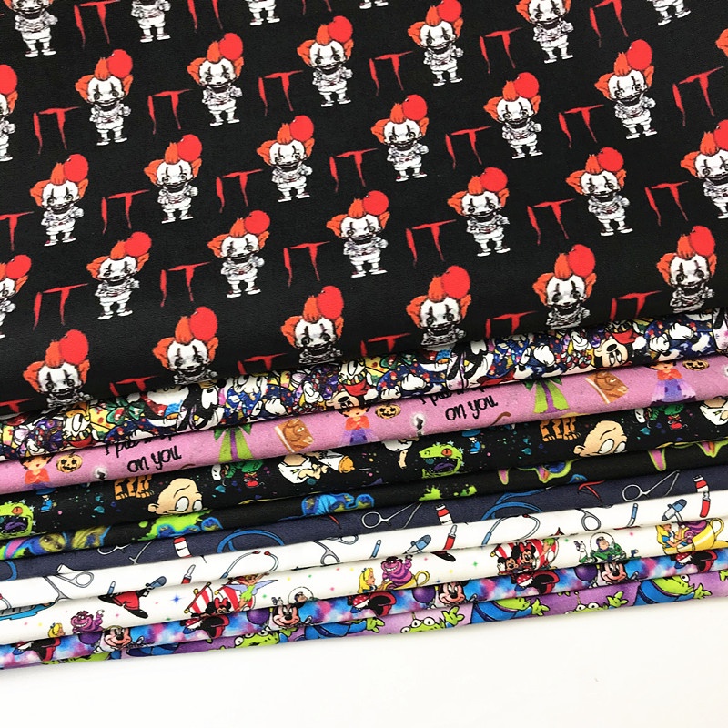 High quality cotton printed fabric Dark lovely funny Halloween elements clothing horror  printing fabric for sewing