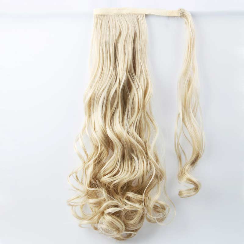 2021 24Inch High Temperature Fiber Oem Colored Cheap Wrap Ponytail Hair Extensions For Black Women Deep Wave Wig Human Hair