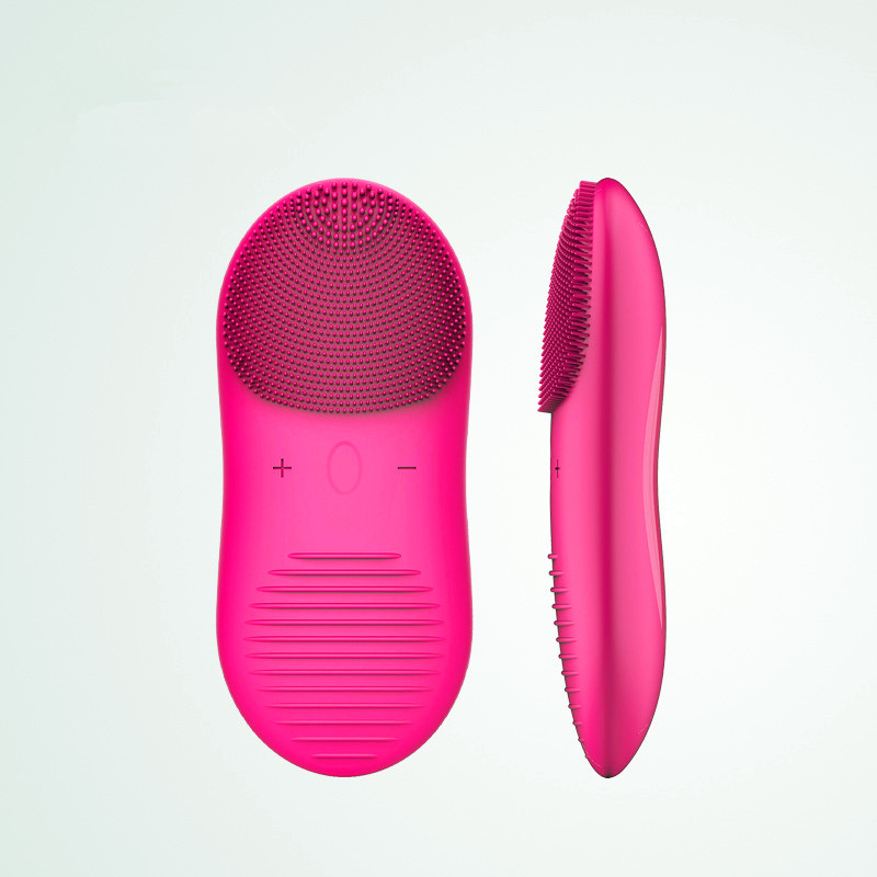 Portable waterproof 2 in 1 sonic facial exfoliating Silicone face cleansing spin brush cleanser face machine portable facial cle