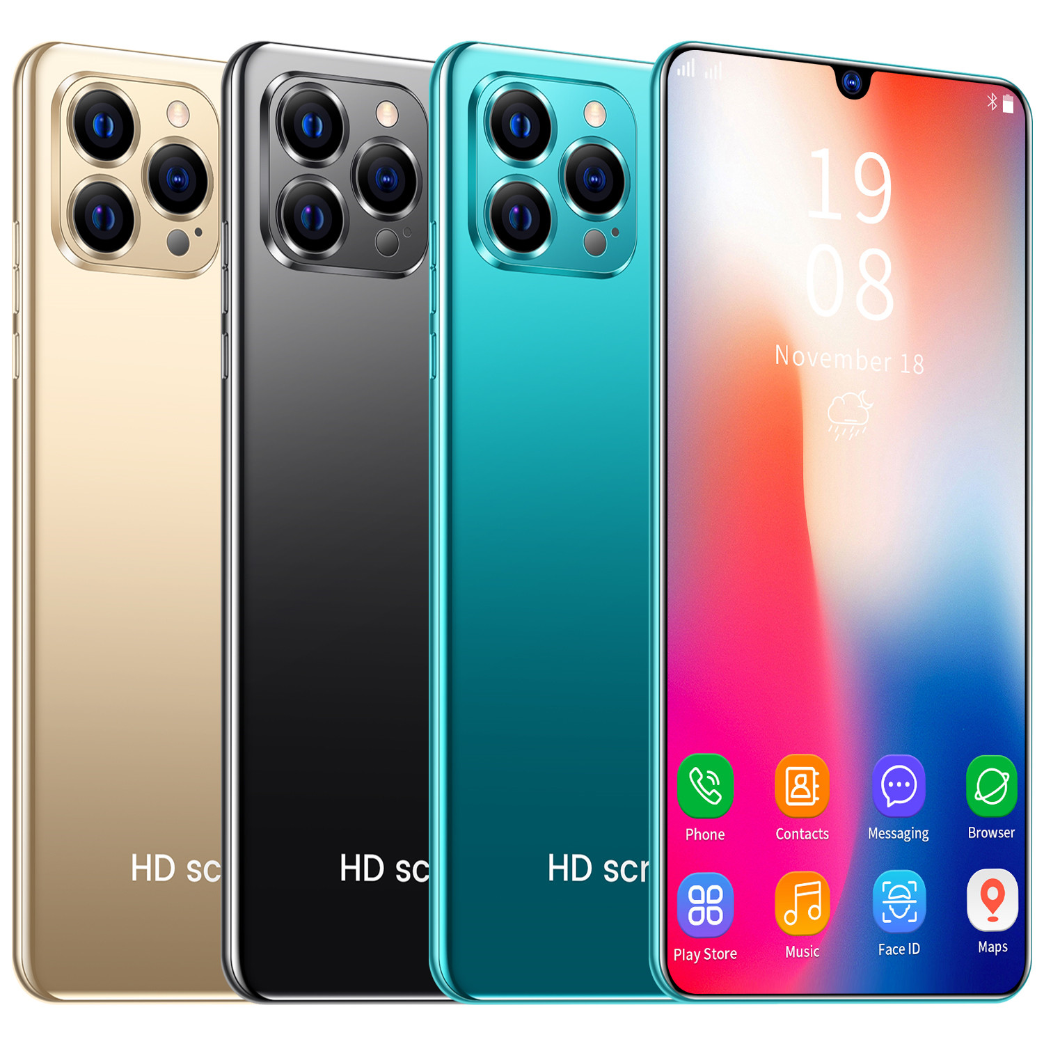 Ip12 pro Разблокировать 6,5-дюймовый 5g, мобильный телефон с функцией 12 + 512 ГБ MTK6799 Android смартфон 48-24mp 5200 мА/ч, Два карты Face ID