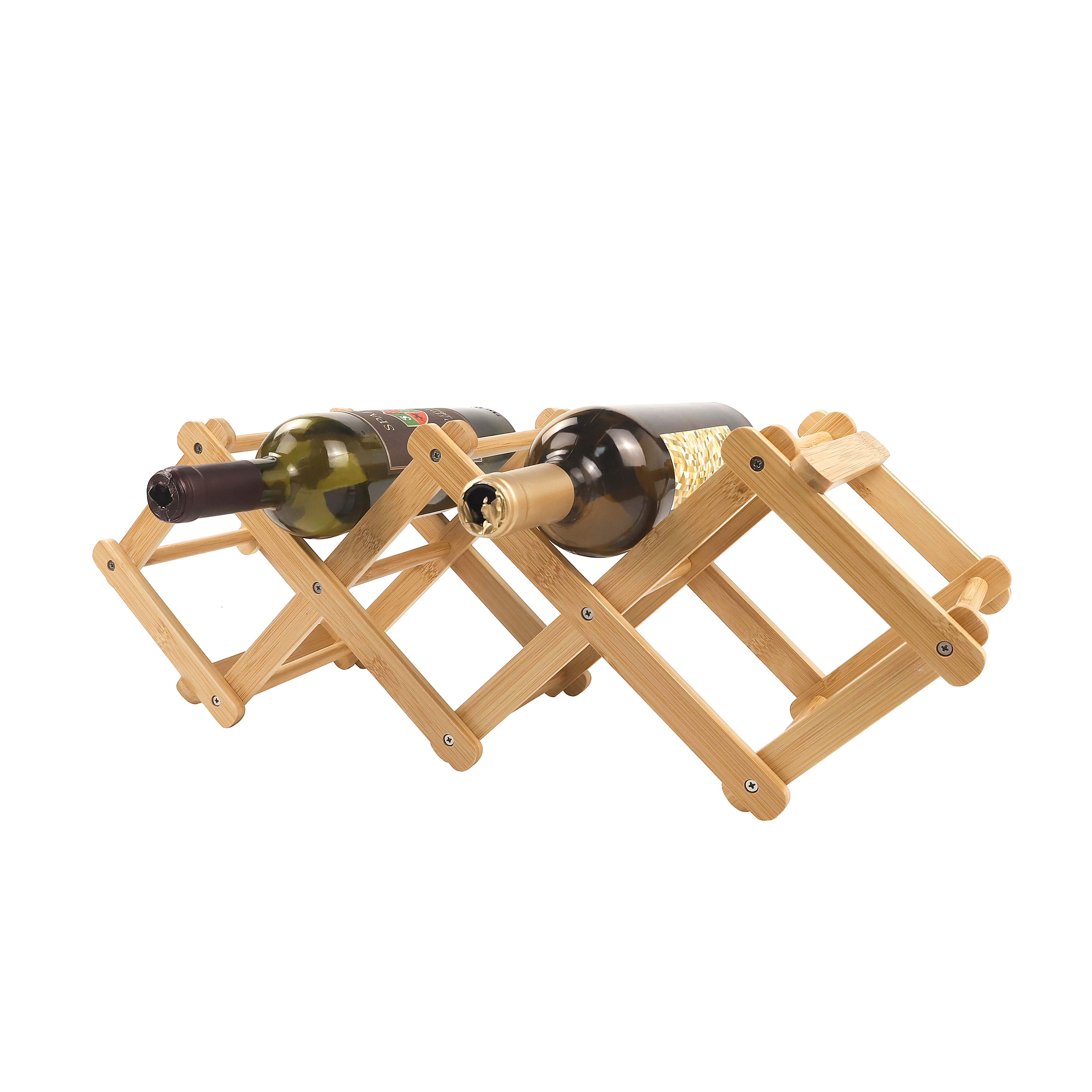 Free Standing Bamboo Foldable Kitchen Wine Bottles Rack Holder Storage Display