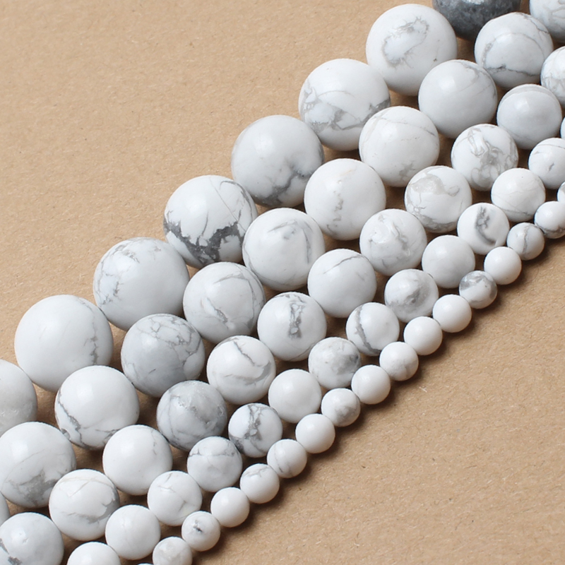 Круглые бусины Howlite 4/6/8/10/12 мм из натурального гладкого белого камня для изготовления ювелирных изделий своими руками