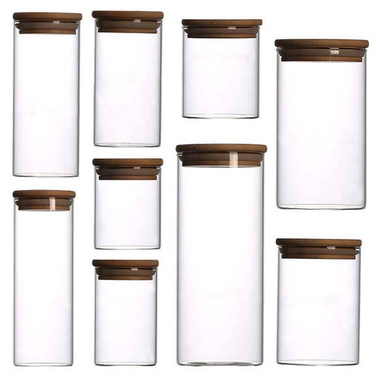 Wholesale Glass Jars With Lids,Glass Jars with Bamboo Lids,Glass Food Jars and Canisters Sets Jars For Kitchen & Home