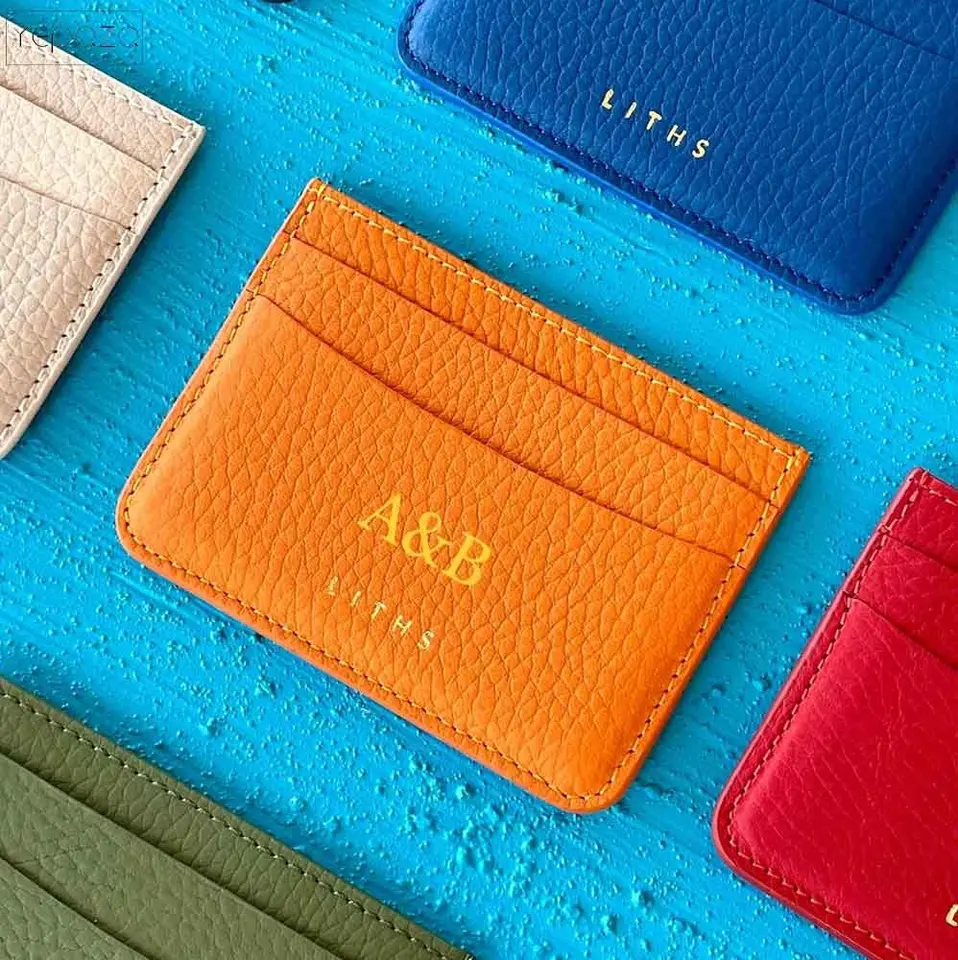 sanchuan Custom Logo Slim Leather Card Holder Premium PU Leather Minimalist Wallet Credit Cardholder