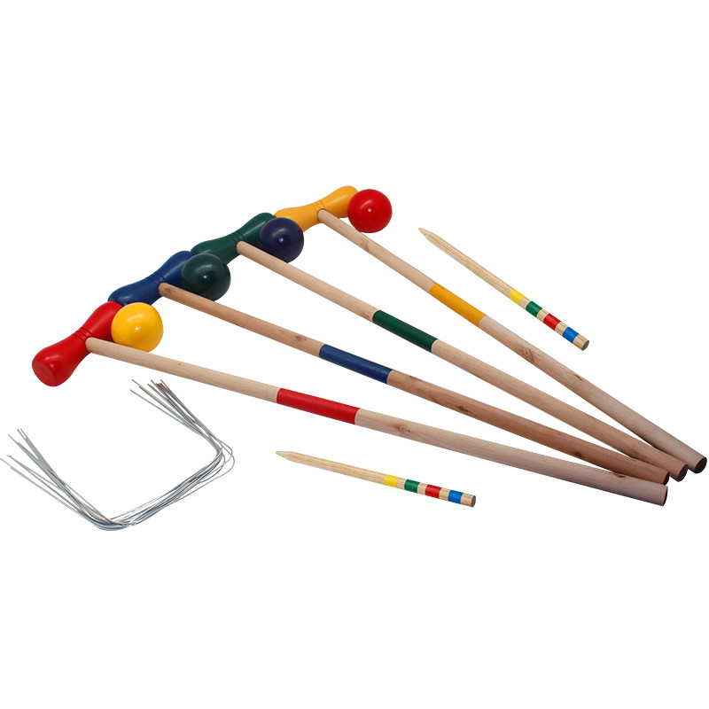 four -Player Deluxe Croquet Set with Wooden Mallets, Colored Balls