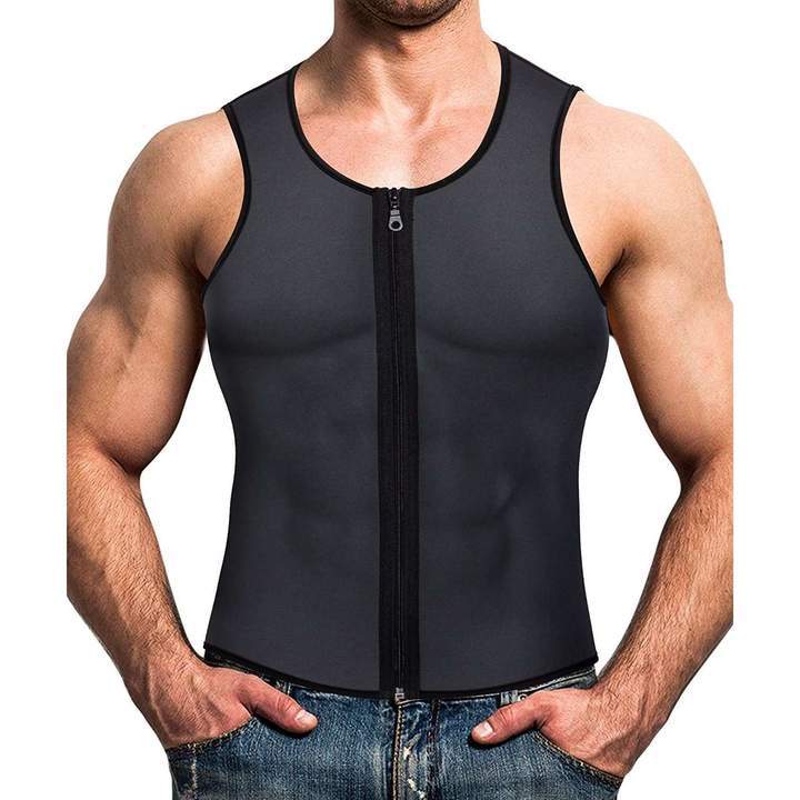 Weight Loss Workout Sauna Sweat Tank Top Zipper Shapewear Fat Burner Suit Men Neoprene Vest