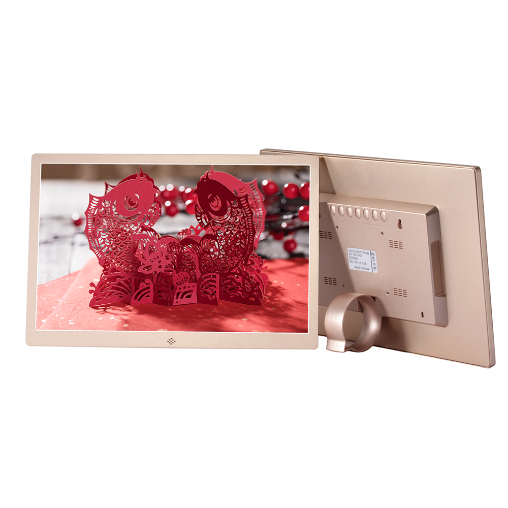 Metal Digital Photo Frame 15 Inch 1280x800 Hi-Res LED Display Electronic Photo Frame with Remote Control Support USB/SD Card