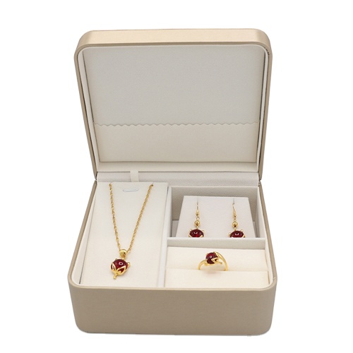 Hot sell custom pu leather gold color jewelry boxes jewelry storage box