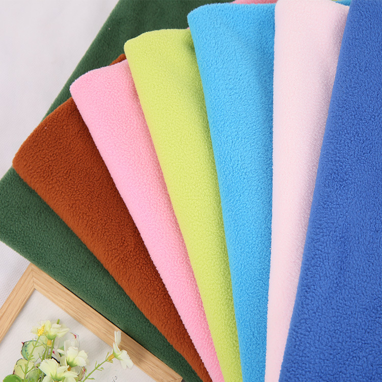 custom colors solid single side brushed micro fleece 100% polyester anti pilling knitted hoodies polar fleece fabric