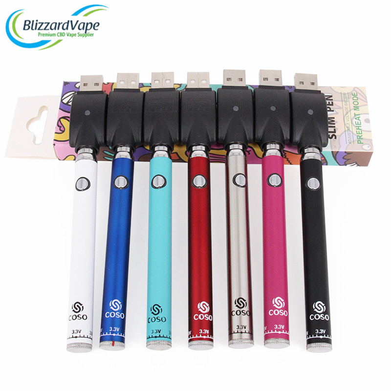 COSO твист тонкая ручка с подогревом Cbd Vape Pen батарея Vape 380MAh с Usb зарядным устройством