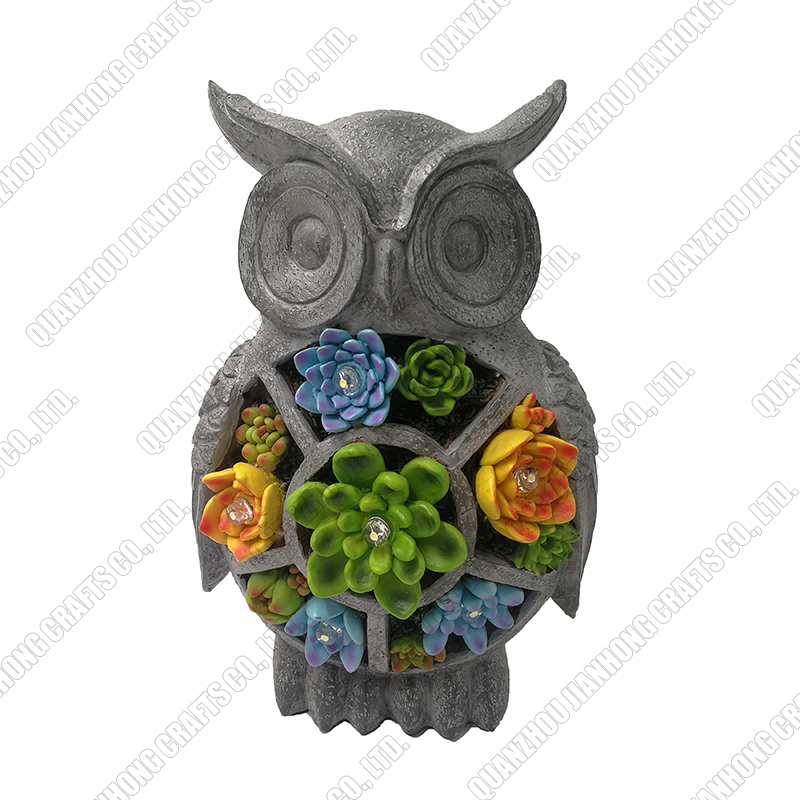 Animals owl figurines sculpture home decor craft large polyresin statue with lamp