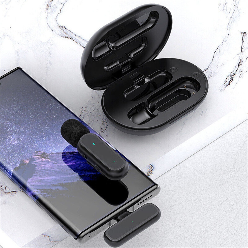 Миниатюрный петличный USB-микрофон с шумоподавлением, 2,4 ГГц, беспроводной микрофон для мобильного телефона с зарядным чехлом для потоковой записи в Facebook