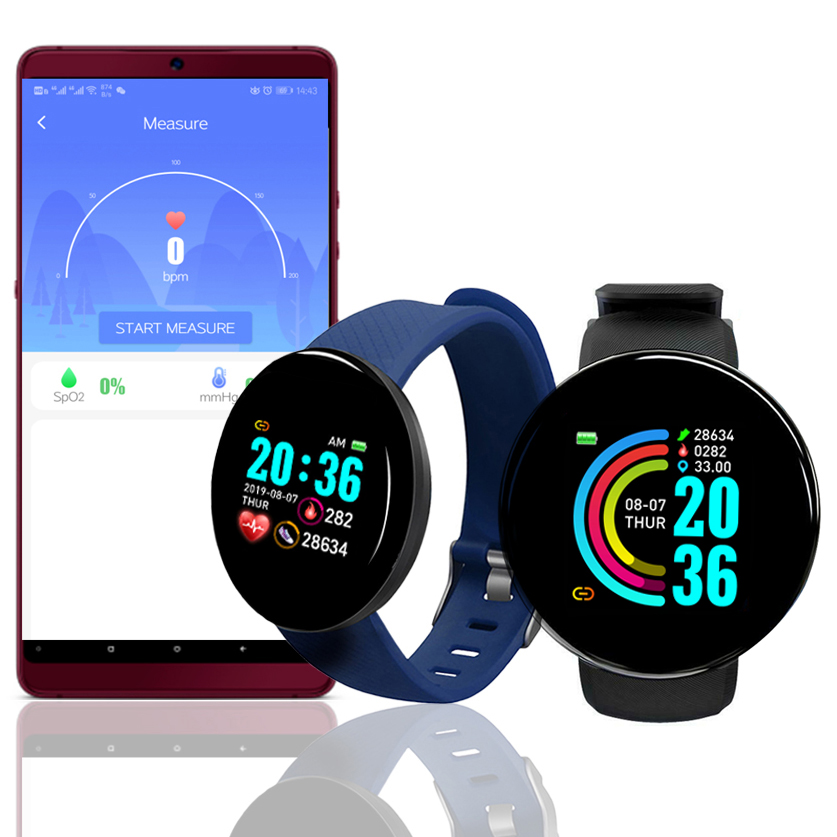 Умные часы D18 с Bluetooth для мужчин и женщин, умные часы с тонометром, спортивный трекер, шагомер, умные часы, водонепроницаемые умные часы D18