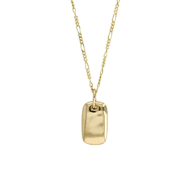 Best sell 18k gold plated 925 sterling silver ingot pendant necklace rectangle