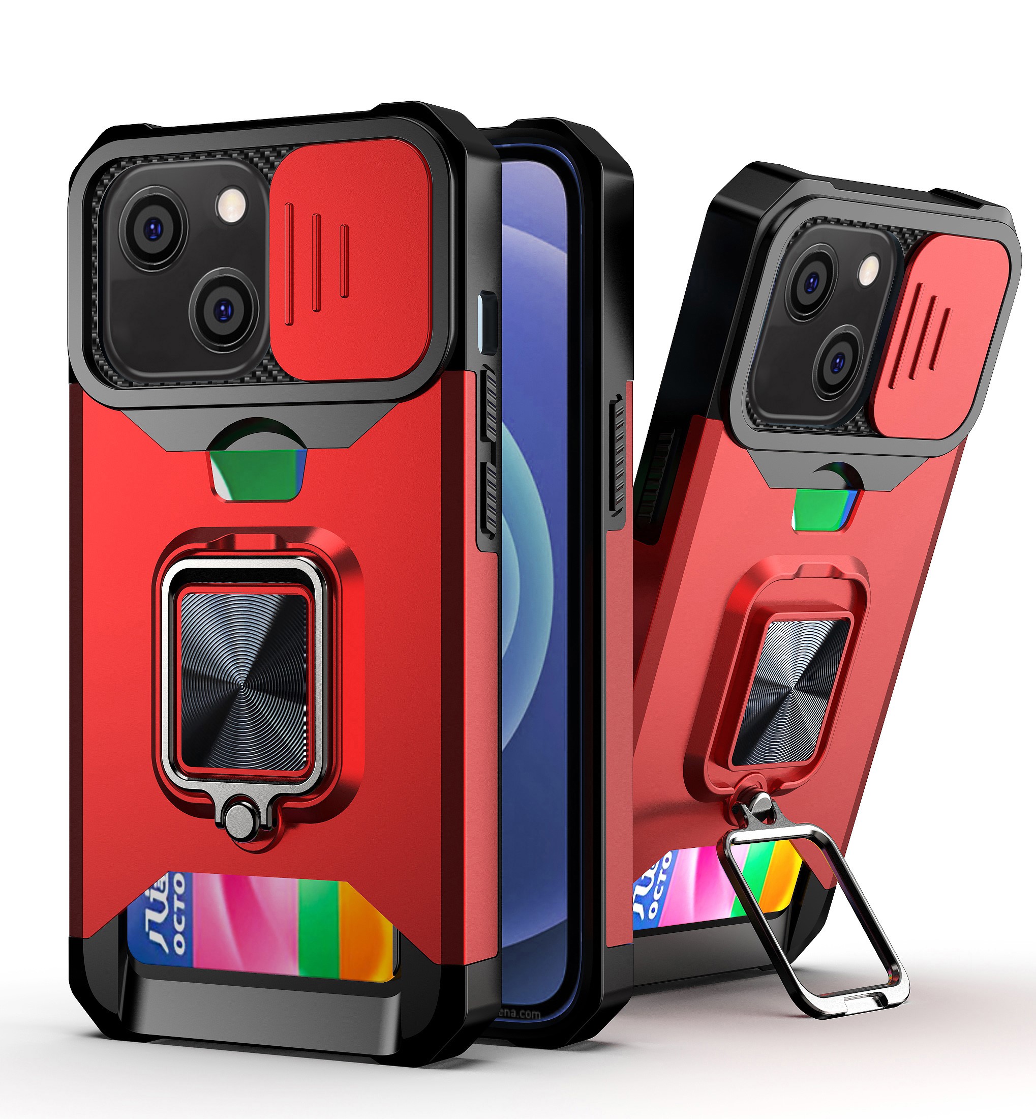 Camera Lens Window Slide Design Phone Case Cover Anti Gravity Phone Case With Card Slot For iPhone12 mini Pro