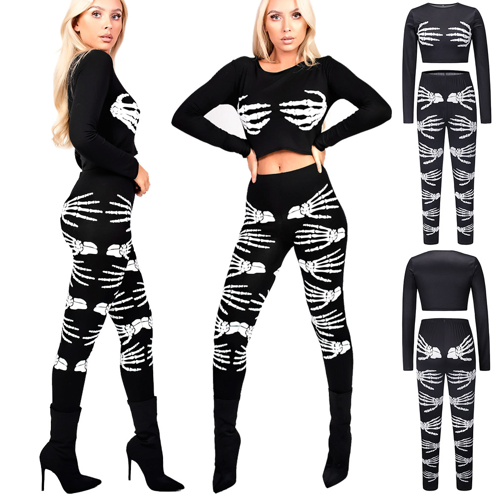 New Custom Women Printed Plus Size Cosplay Long Sleeve Pants Top Costume Suits Halloween Two Piece Sets Costumes