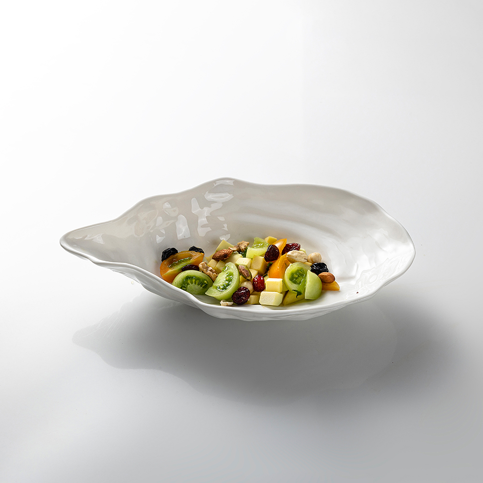 Custom Logo Restaurant Ceramic Salad Tableware Porcelain Irregular Seafood Plate Dishes For Serving Soup Crockery Oysters Bowls