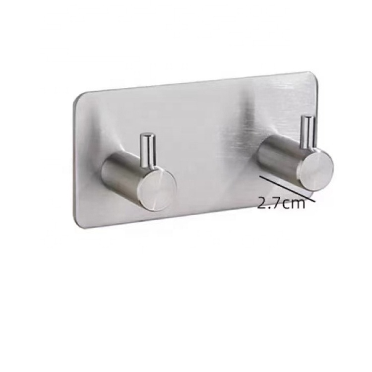 Bathroom Accessories Stainless Steel Strong Adhesive Glue Round Style Nail Free Towel Coat Hook