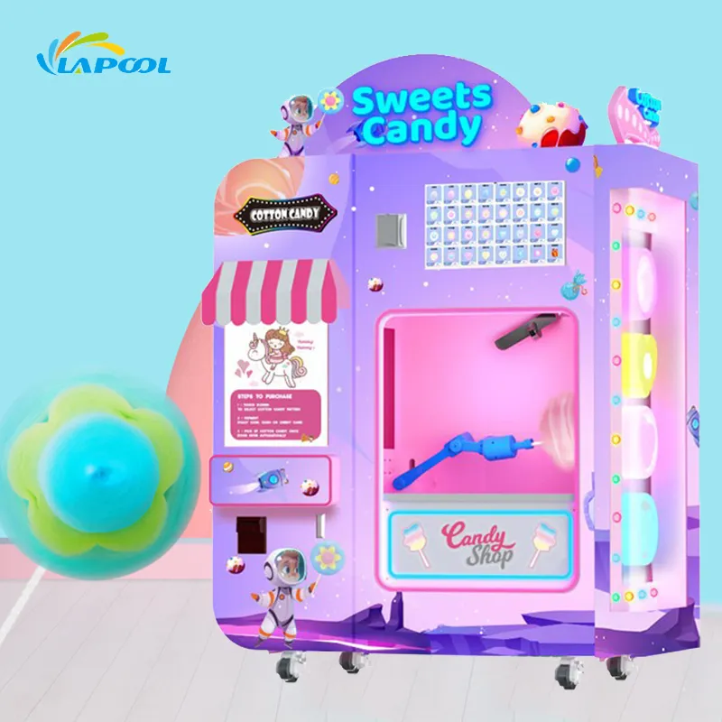 New Flower Marshmallow Floss Makers Robot Commercial Electric Full Automatic Making Sugar Cotton Candy Vending Machine