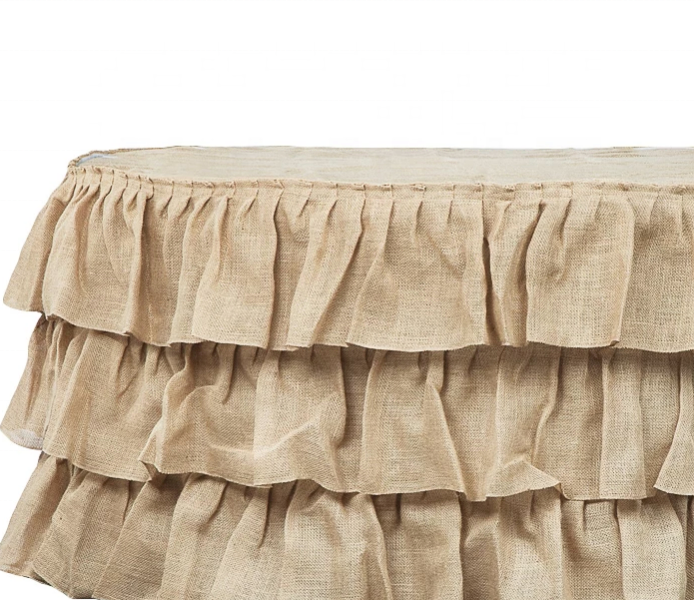 High Quality Jute Burlap Table Skirt for Wedding Event Party Decoration Tulle Tu Tu Ruffled Table Skirt