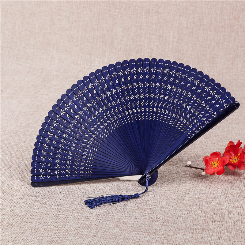 Customize logo Chinese Carved Folding Hand fans Custom Printed hand fan bamboo For wedding Gift