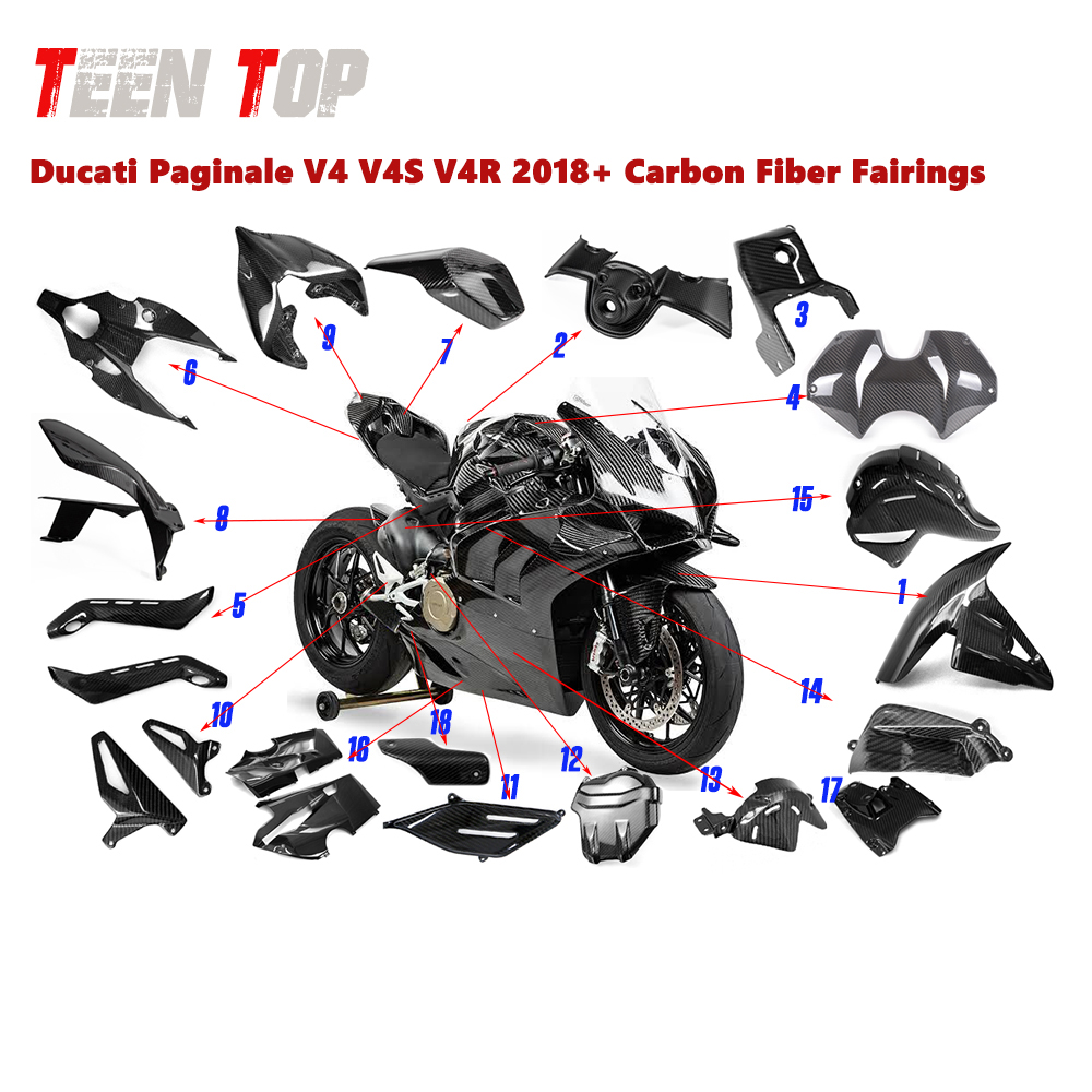 Gloss 100% Twill Weave Motorcycle Carbon Fiber Front Cover For Ducati Panigale V4 V4S V4R 2018-2020 Carbon Fairings