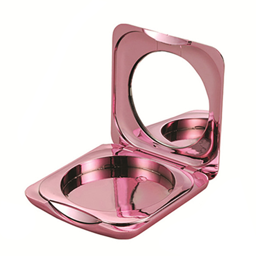 Make your own pink square custom empty compact powder case cosmetic foundation cushion powder packaging
