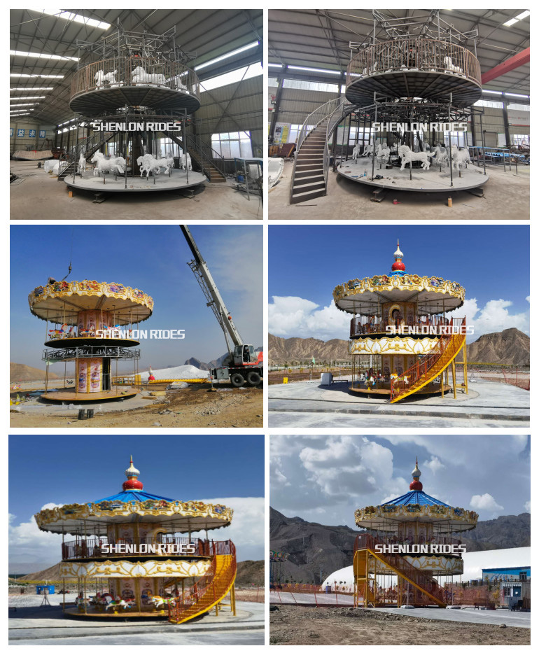 Commercial entertainment equipment fiberglass merry go around kids electric merry go round carousel