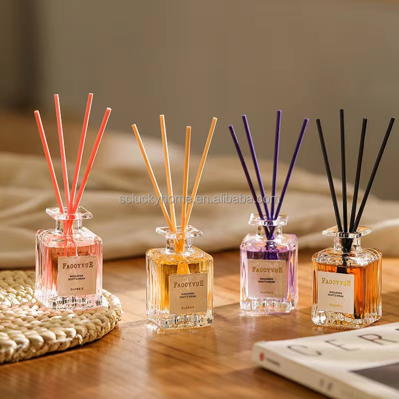 Home Fragrance 50ml Private Label Luxury Glass Bottle Essential Oil Aroma Dry Flower Reed Diffuser