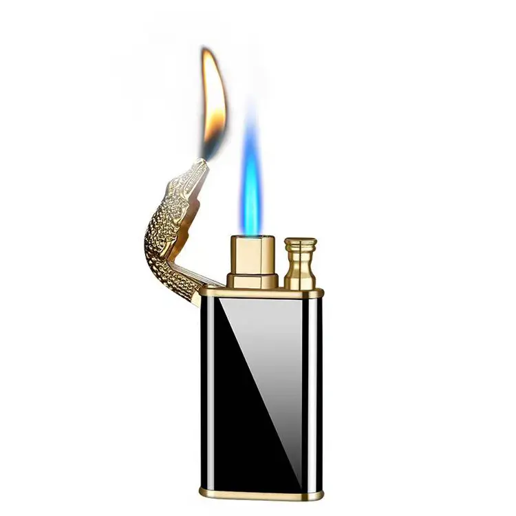 Wholesale Frosted Crocodile Dolphin Model Metal Butane Lighter Double Flame Cigarette Lighter Custom Logo