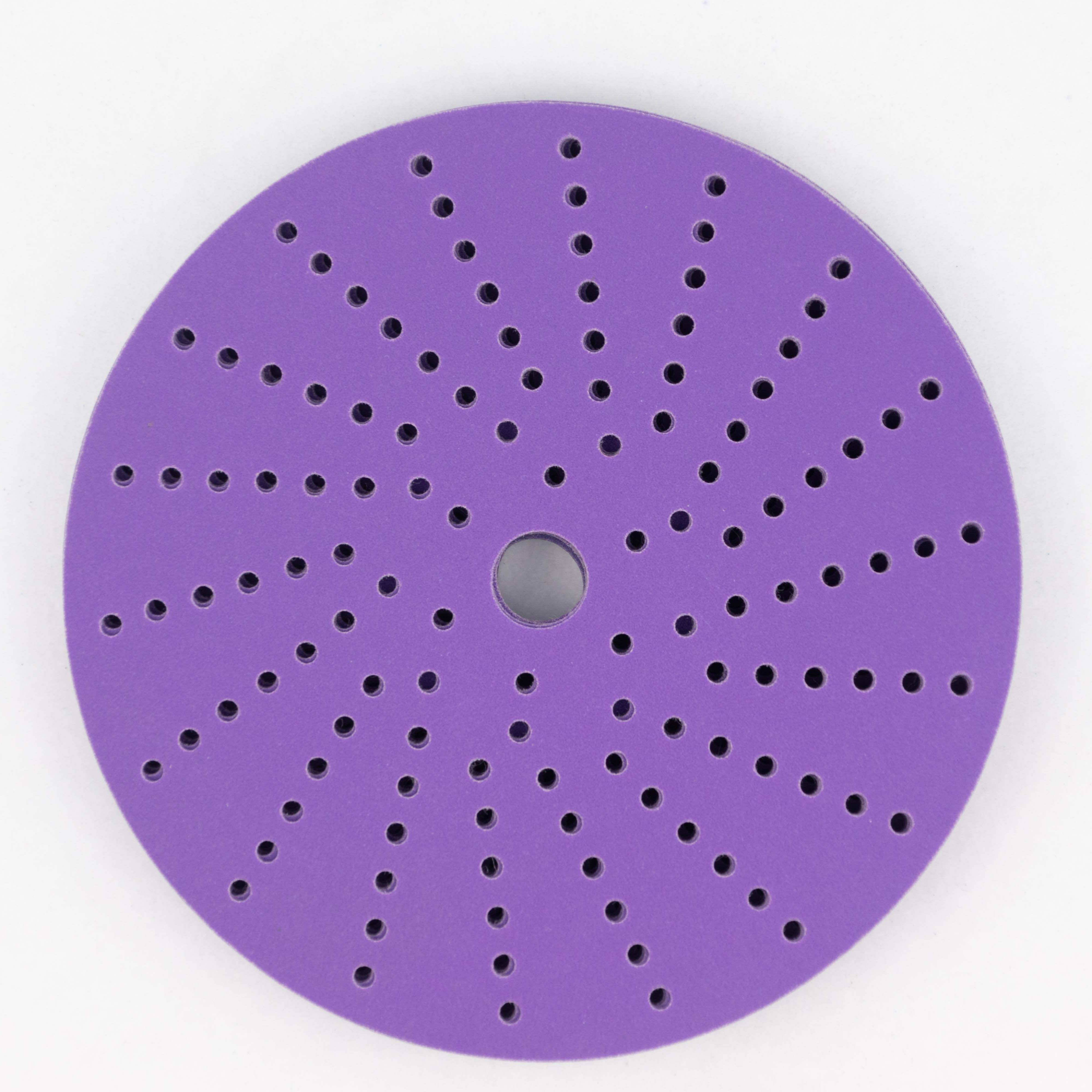 Purple Sandpaper Aluminum Oxide Abrasive Automotive Sandpaper Porous Sanding Disc Multi-Holes Sand Disc