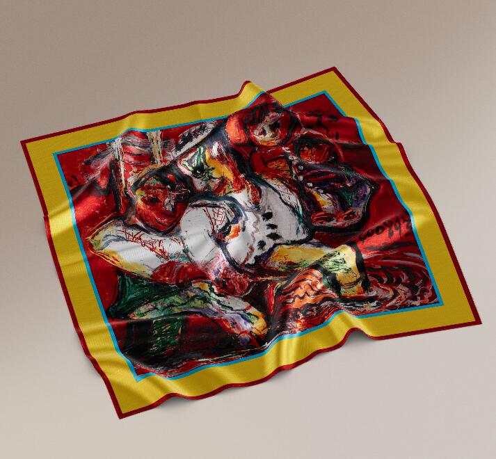 Wholesale 2025 Hot Sale Fashion Women's Designer Scarves Luxury Brand Oil Pattern Custom Luxury Silk Scarf